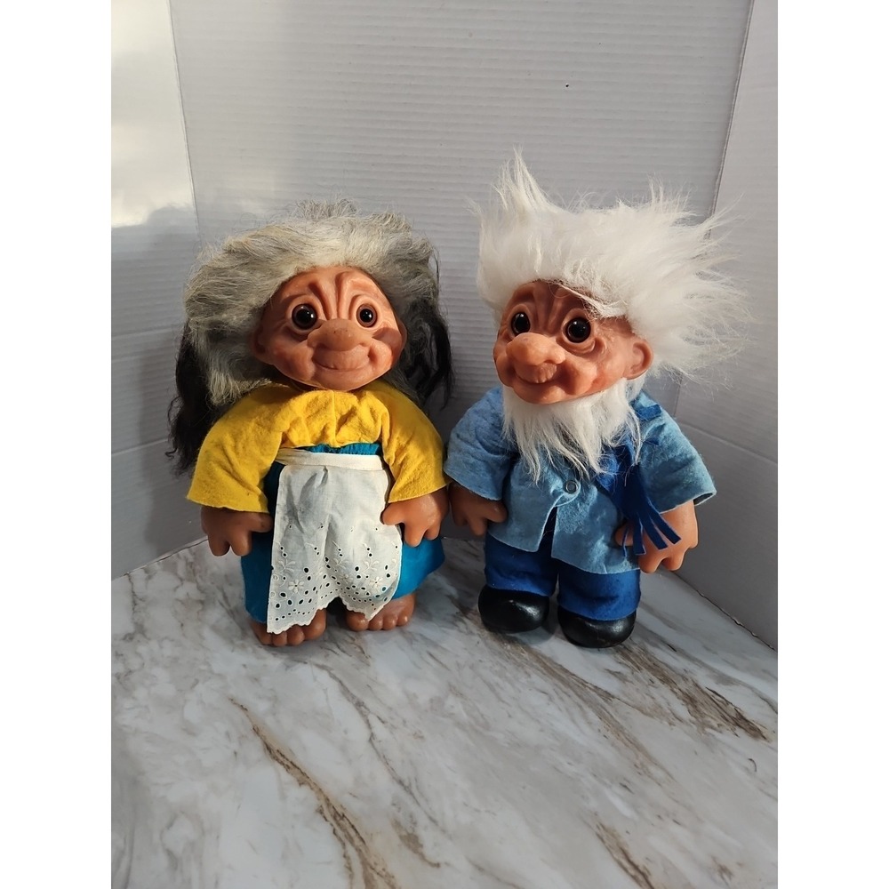 Dam Troll Dolls Grandma & Grandpa Set Vintage Thomas Denmark 1977